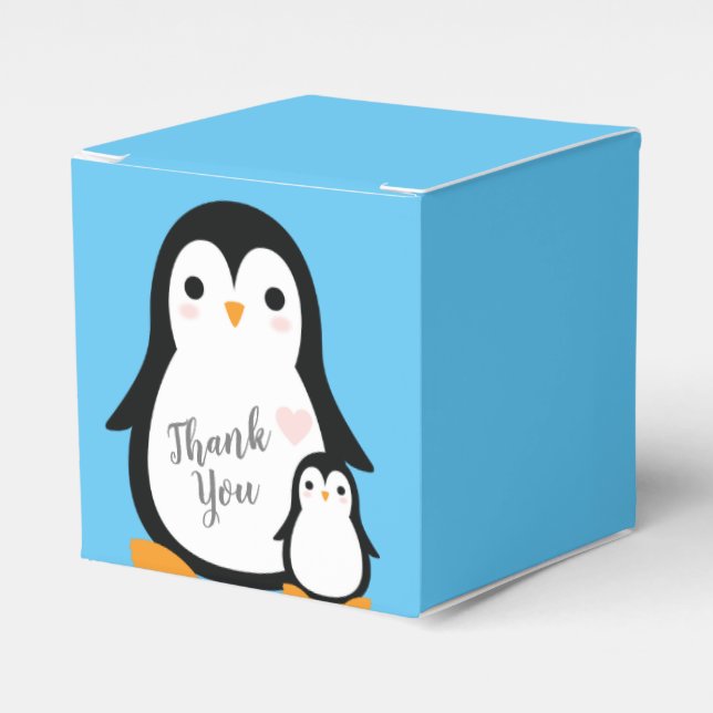 Cute Penguin Baby Shower Blue Boy Presentaskar (Framsidan Sidan)