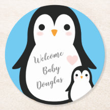 Cute Penguin Baby Shower Blue Boy