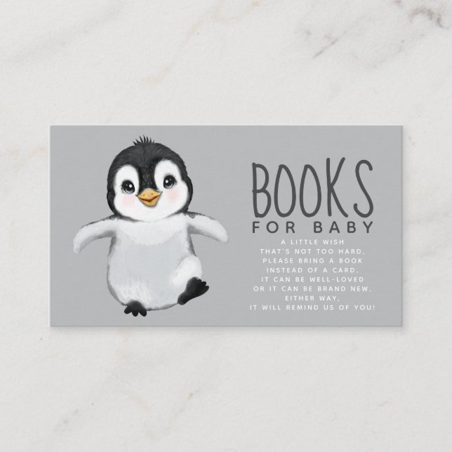 Cute Penguin Baby Shower Bokar för Baby-hölje Tilläggskort (Framsida)