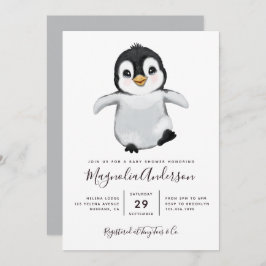 Cute Penguin Baby Shower Inbjudningar