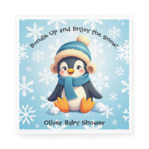 Cute Penguin Baby Shower Pappersservett