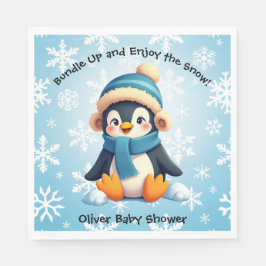 Cute Penguin Baby Shower Pappersservett