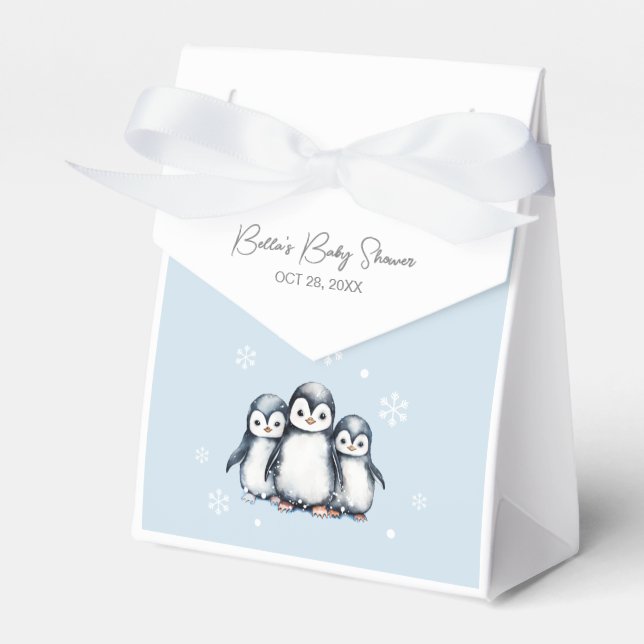 Cute Penguin Baby Shower Presentaskar (Framsidan Sidan)