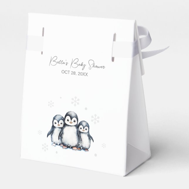 Cute Penguin Baby Shower Presentaskar (Baksidan Sidan)