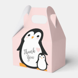 Cute Penguin Baby Shower Rosa Girl Presentaskar