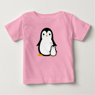 Cute Penguin Baby Shower Rosa Girl T Shirt