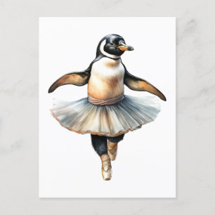 Cute penguin ballerina dansballet helg vykort