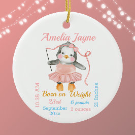 Cute Penguin Ballerina Rosa Flicka Julgransprydnad Keramik