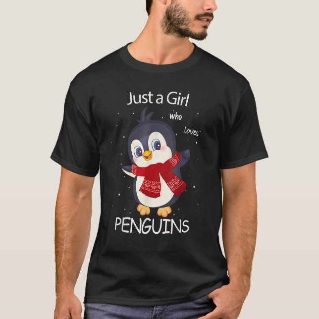 Cute Penguin Bara en flicka som Kärlek Penguins T Shirt (Framsida)