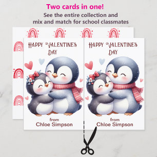 Cute Penguin Barn Valentine Party-klassrumskort Vykort