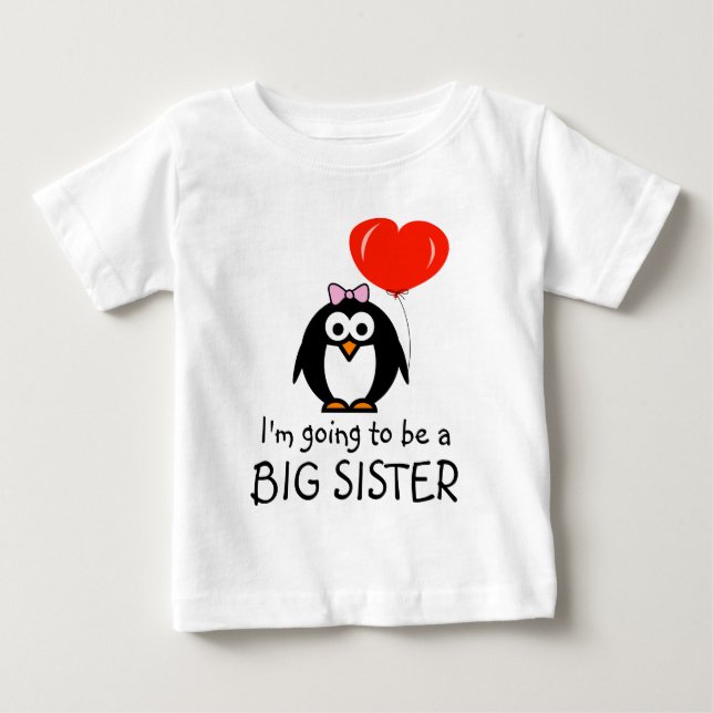 Cute penguin Big Sister baby klänning för syskon T Shirt (Framsida)