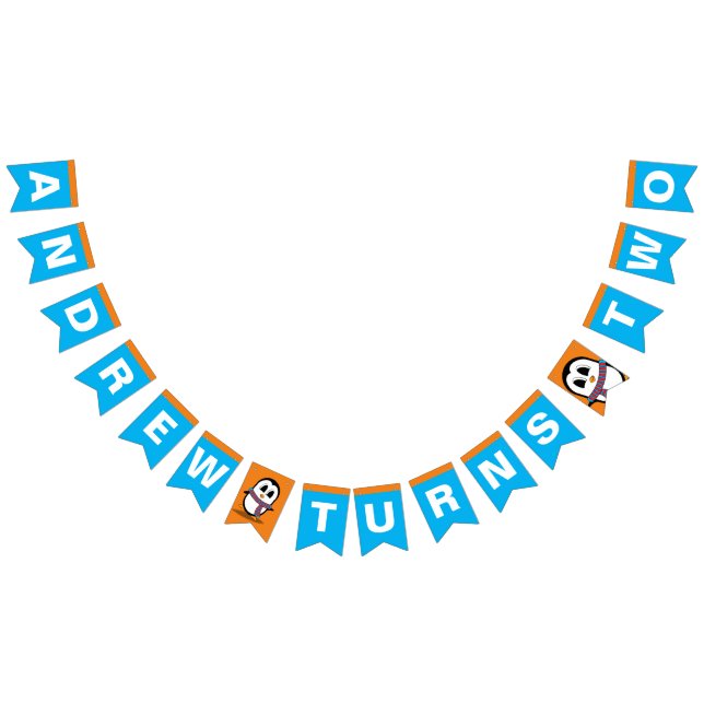 Cute Penguin Birthday Bunting Flaggor/Banner Vimplar (Alla)