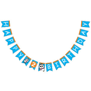 Cute Penguin Birthday Bunting Flaggor/Banner Vimplar