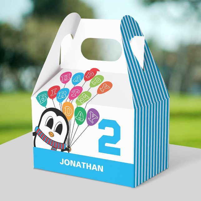 Cute Penguin Birthday Gable Box/Favoritbox Presentaskar (Skapare uppladdad)