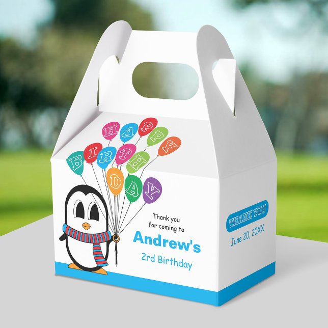 Cute Penguin Birthday Gable Box Presentaskar (Skapare uppladdad)