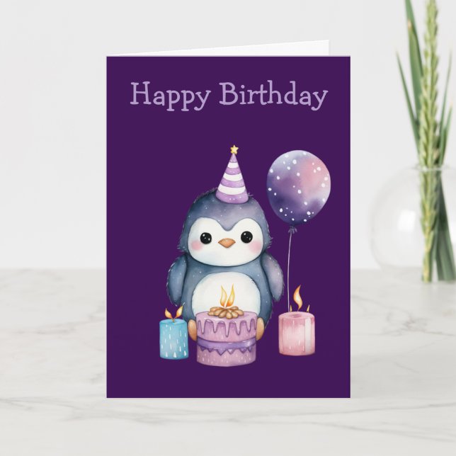 Cute Penguin Birthday Kort (Framsida)
