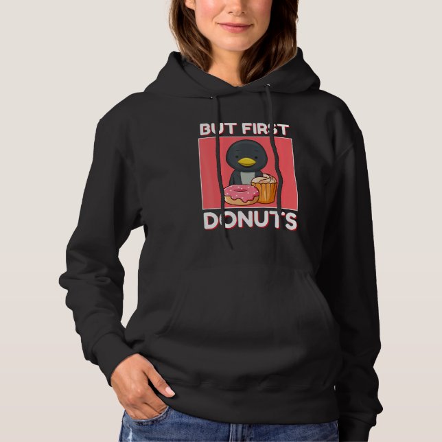 Cute Penguin But First Donuts And Cupcake Japanese T Shirt (Framsida)