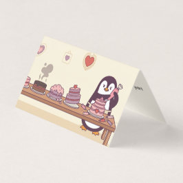 Cute Penguin Cake Decorator Valentine Mini Cards Kort