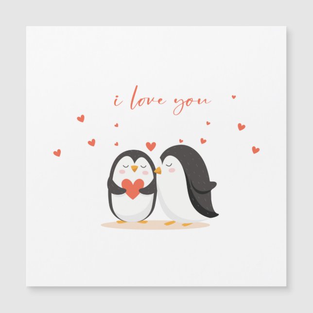 Cute Penguin Card - For Anniversary I Love You (Framsida)
