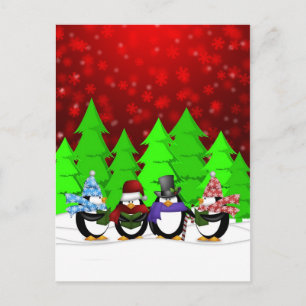 Cute Penguin Carolers vykort
