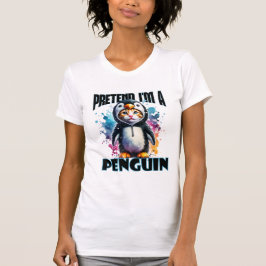 Cute Penguin Cat-design för lekfulla skapelser T Shirt