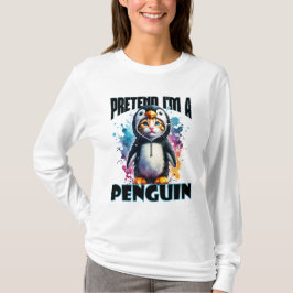 Cute Penguin Cat-design för lekfulla skapelser T Shirt