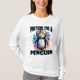 Cute Penguin Cat-design för lekfulla skapelser T Shirt