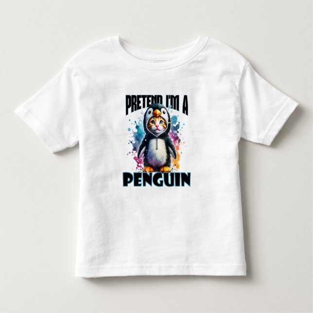 Cute Penguin Cat-design för lekfulla skapelser T Shirt (Framsida)