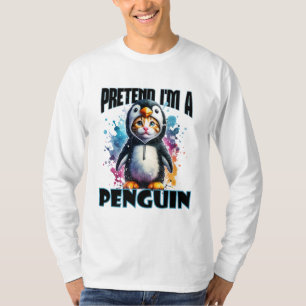 Cute Penguin Cat-design för lekfulla skapelser T Shirt