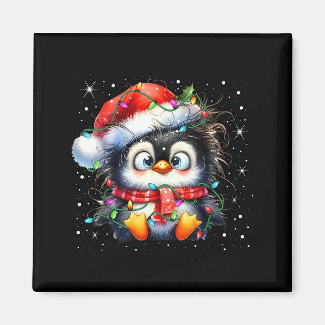 Cute Penguin Christmas Lights Penguins Lover Girls Magnet (Framsidan)