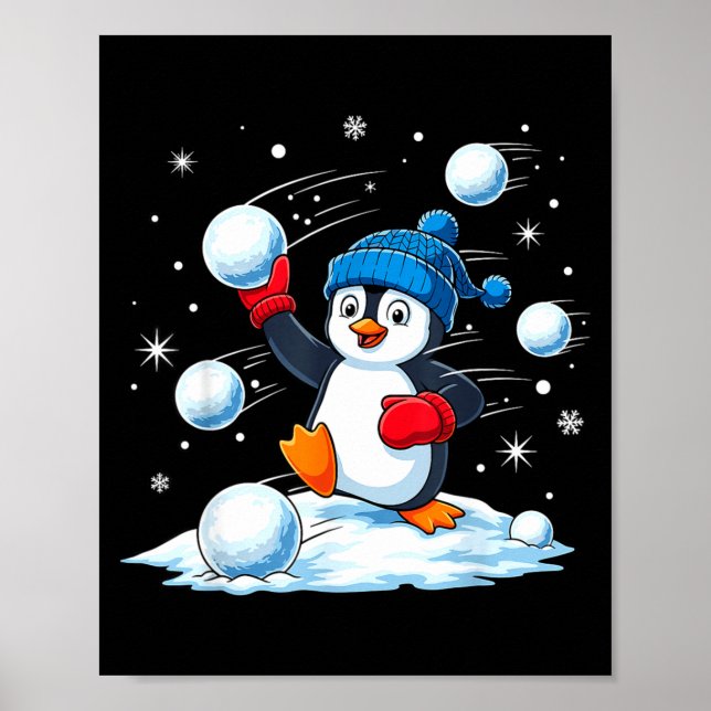 Cute Penguin Christmas Pajamas Shirt Boys, Penguin Poster (Framsidan)