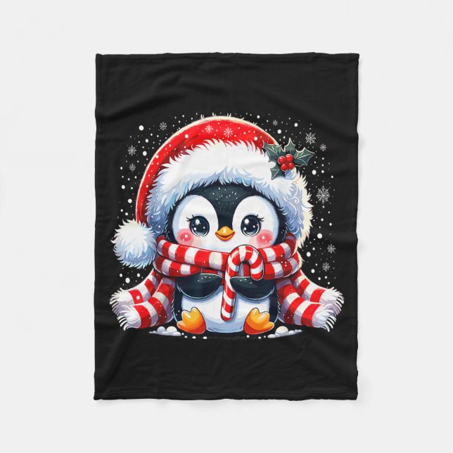 Cute Penguin Christmas Xmas  Fleecefilt (Framsidan)