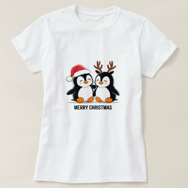 Cute Penguin Couple Christmas – Festive Holiday  T Shirt (Design framsida)