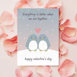Cute Penguin Couple Valentine Love Greeting Card Julkort
