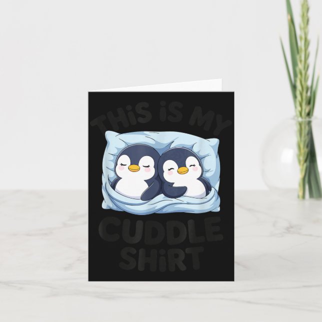 Cute Penguin Cuddle Cozy Sleep Matching Couple  Kort (Framsida)
