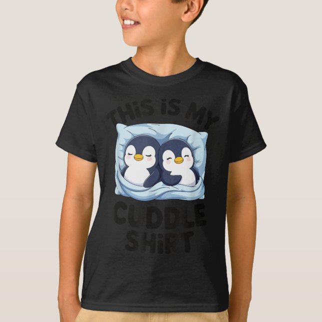 Cute Penguin Cuddle Cozy Sleep Matching Couple  T Shirt (Framsida)