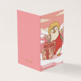 Cute Penguin Cupid Mini Valentine Cards for Kids Kort