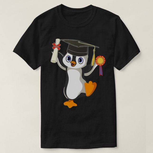 Cute Penguin Dannading Studentmössa Certificate Fu T Shirt (Design framsida)