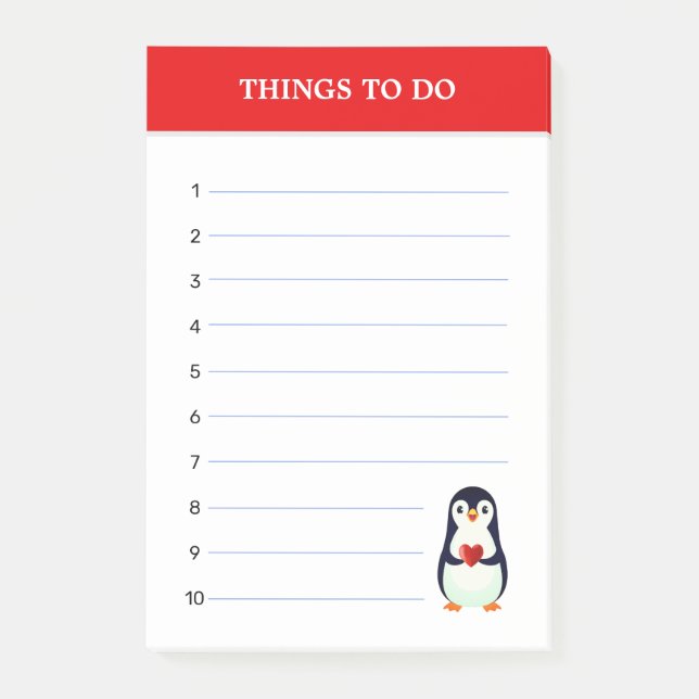 Cute Penguin & Editable Sak to Do Notes Post-it Block (Framsida)