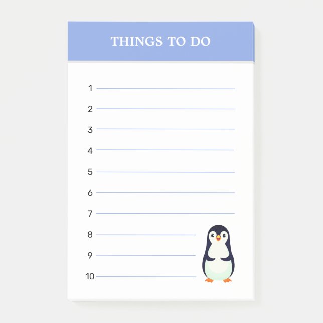 Cute Penguin & Editable Sak to Do Notes Post-it Block (Framsida)