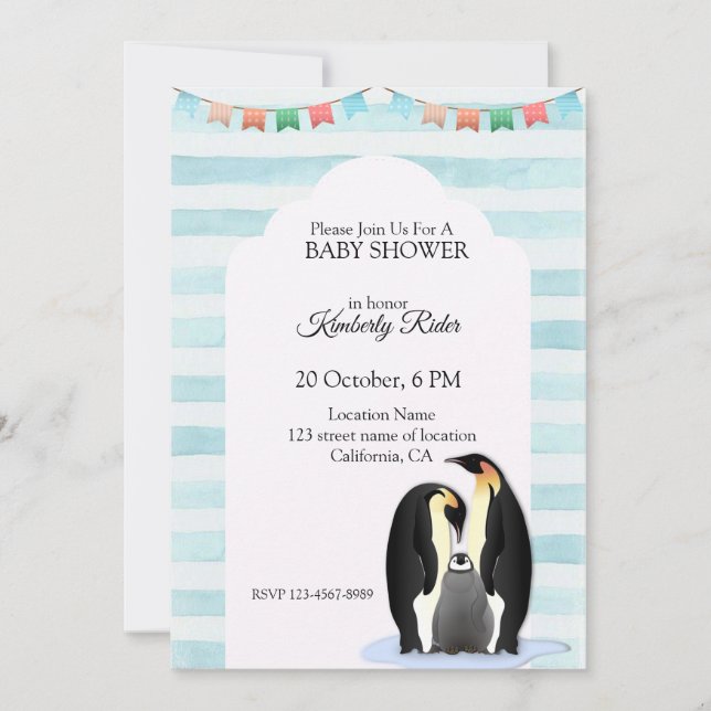 Cute Penguin-familjen Inbjudningar (Framsida)
