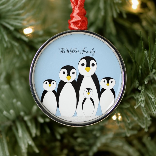 Cute Penguin-familjen Julgransprydnad Metall (Träd)
