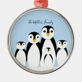 Cute Penguin-familjen Julgransprydnad Metall
