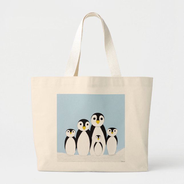 Cute Penguin-familjen Jumbo Tygkasse (Framsidan)
