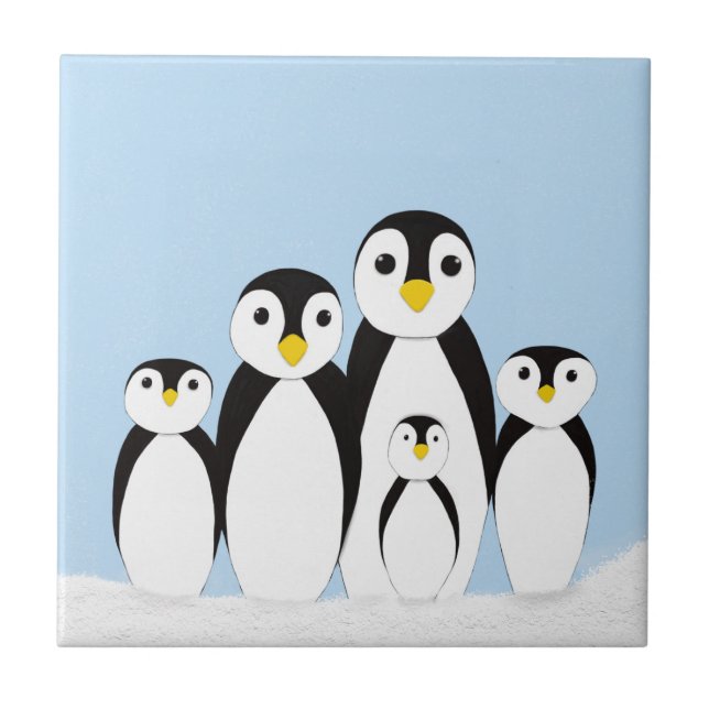 Cute Penguin-familjen Kakelplatta (Framsidan)