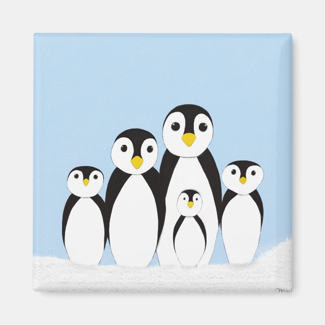 Cute Penguin-familjen Magnet (Framsidan)