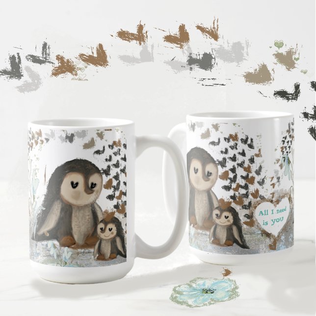 Cute penguin-familjen Mugg (Cute penguins family Mug)