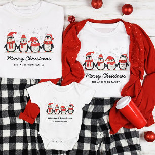 Cute Penguin-familjen Namn jul T Shirt