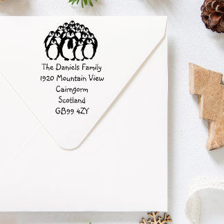 Cute Penguin-familjen Nyare adress Frimärke Stämpel