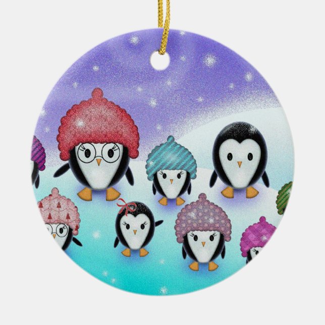 Cute Penguin-familjen Ornament (Framsidan)